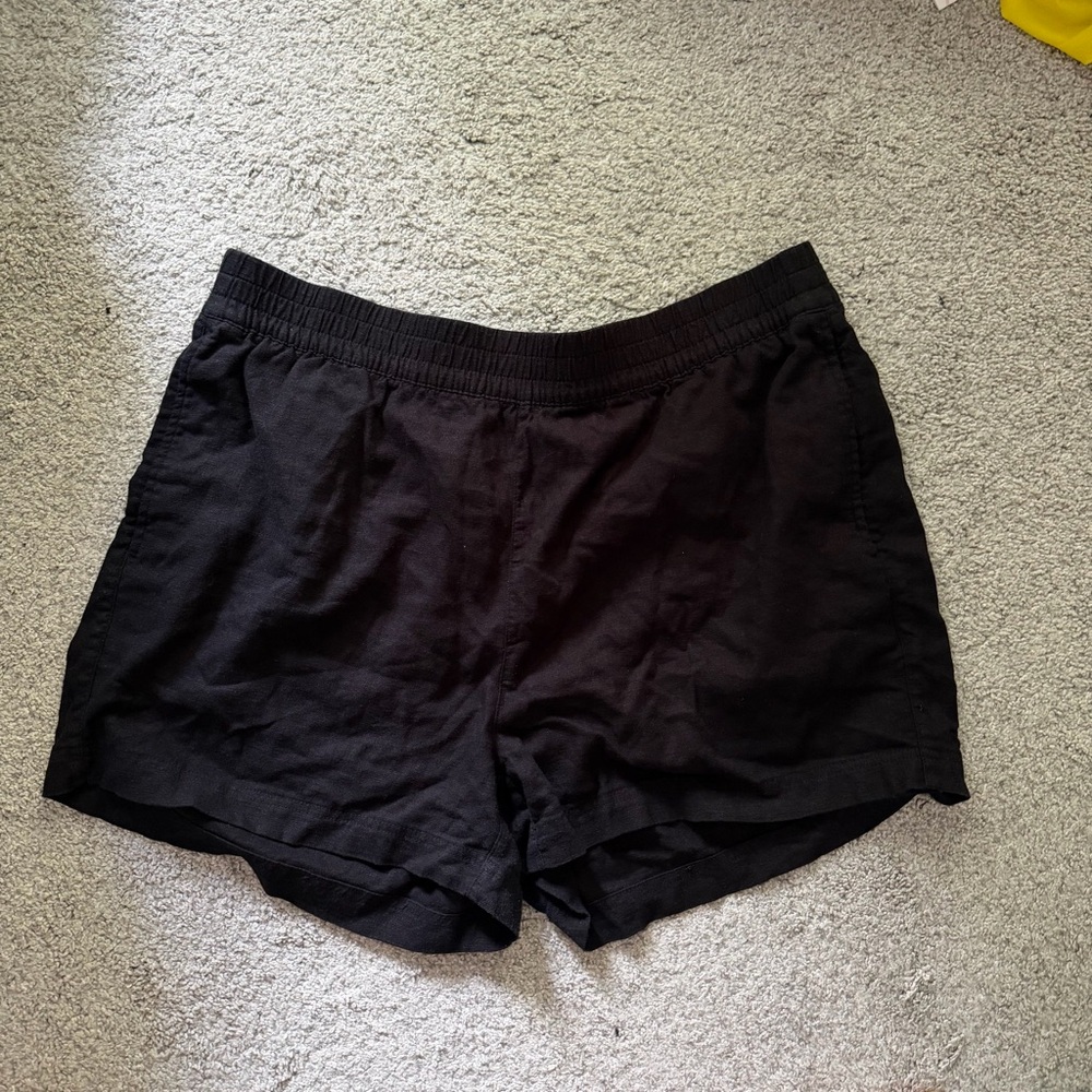Old Navy Black Linen Blend Elastic-Waist Pull on Shorts Size XL